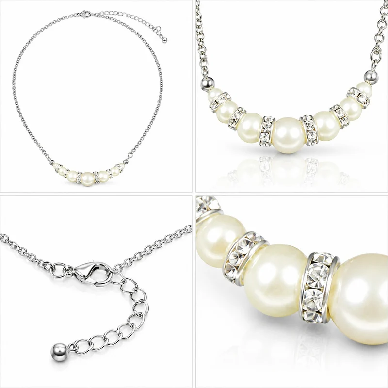 LUISIA® Perlencollier "Strassrondele" mit Kristallen von Swarovski® - 48345