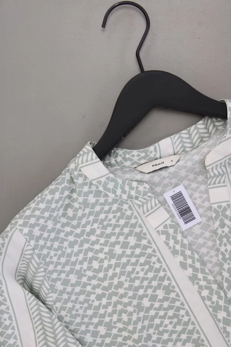 PIGALLE Midikleid Gr. L geometrisches Muster 3/4 Ärmel grün aus Polyester