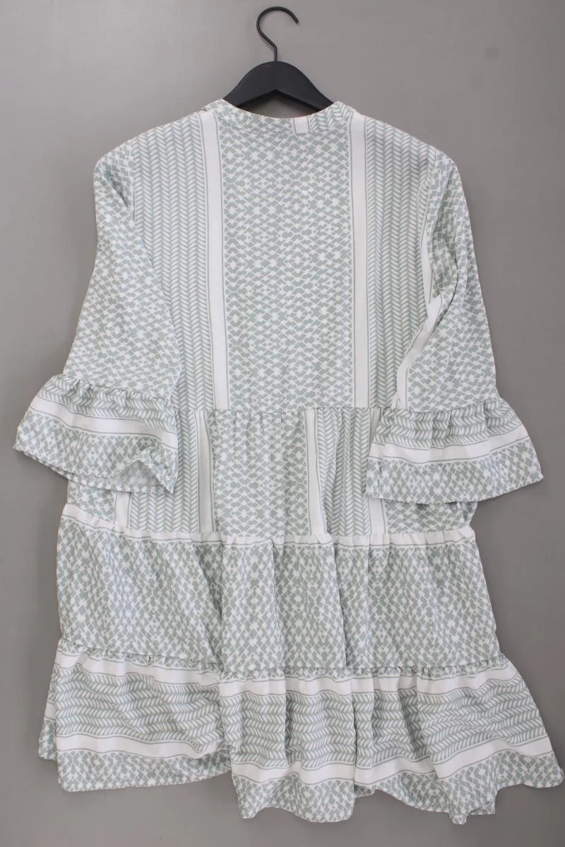 PIGALLE Midikleid Gr. L geometrisches Muster 3/4 Ärmel grün aus Polyester
