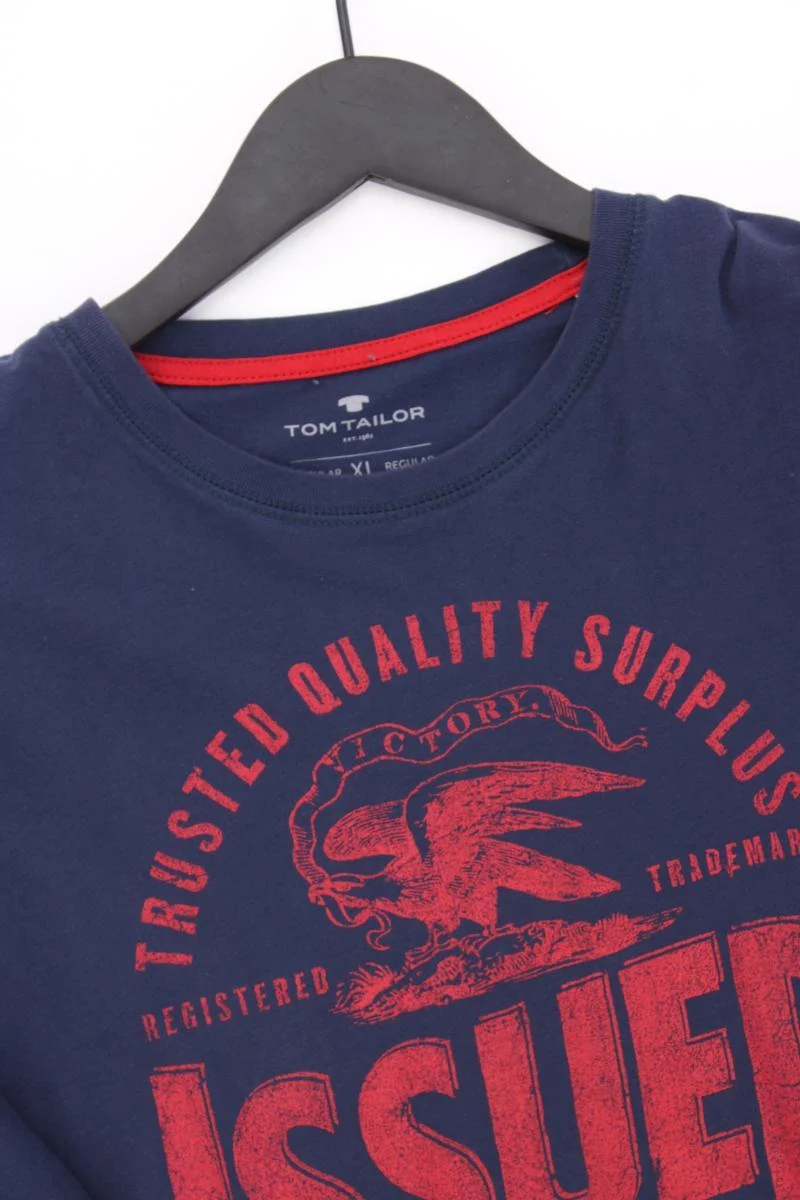 Tom Tailor Printshirt für Herren Gr. XL Kurzarm blau aus Baumwolle