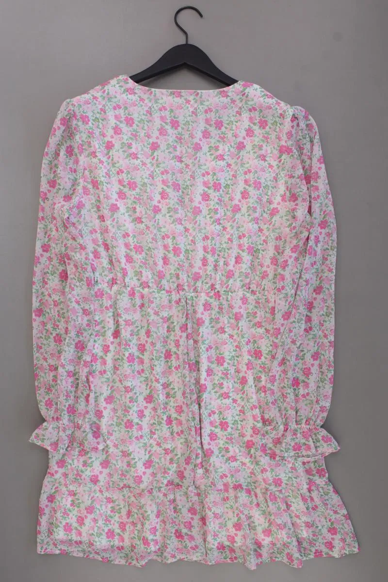 Pull&Bear Chiffonkleid Gr. 42 mit Blumenmuster Langarm rosa