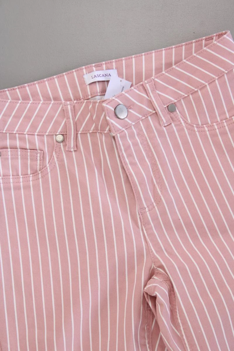 Lascana Five-Pocket-Hose Gr. 34 gestreift neuwertig rosa aus Baumwolle