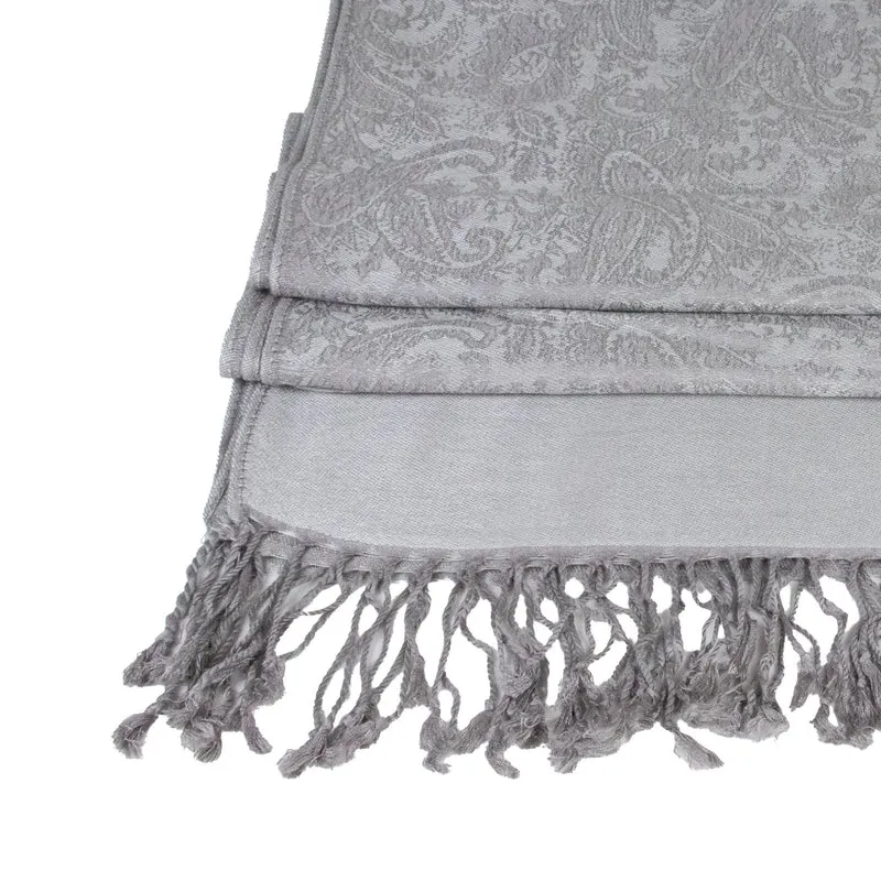 Halstuch aus Viscose - Stola Schal 185 x 70 cm | Silbergrau