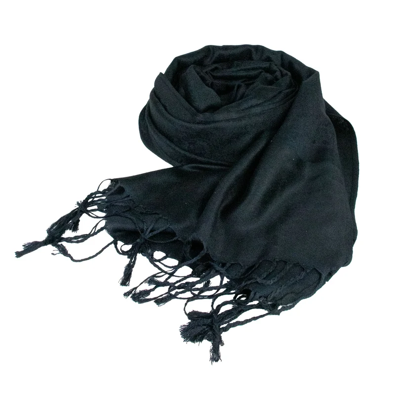 Halstuch aus Viscose - Stola Schal 185 x 70 cm | Schwarz