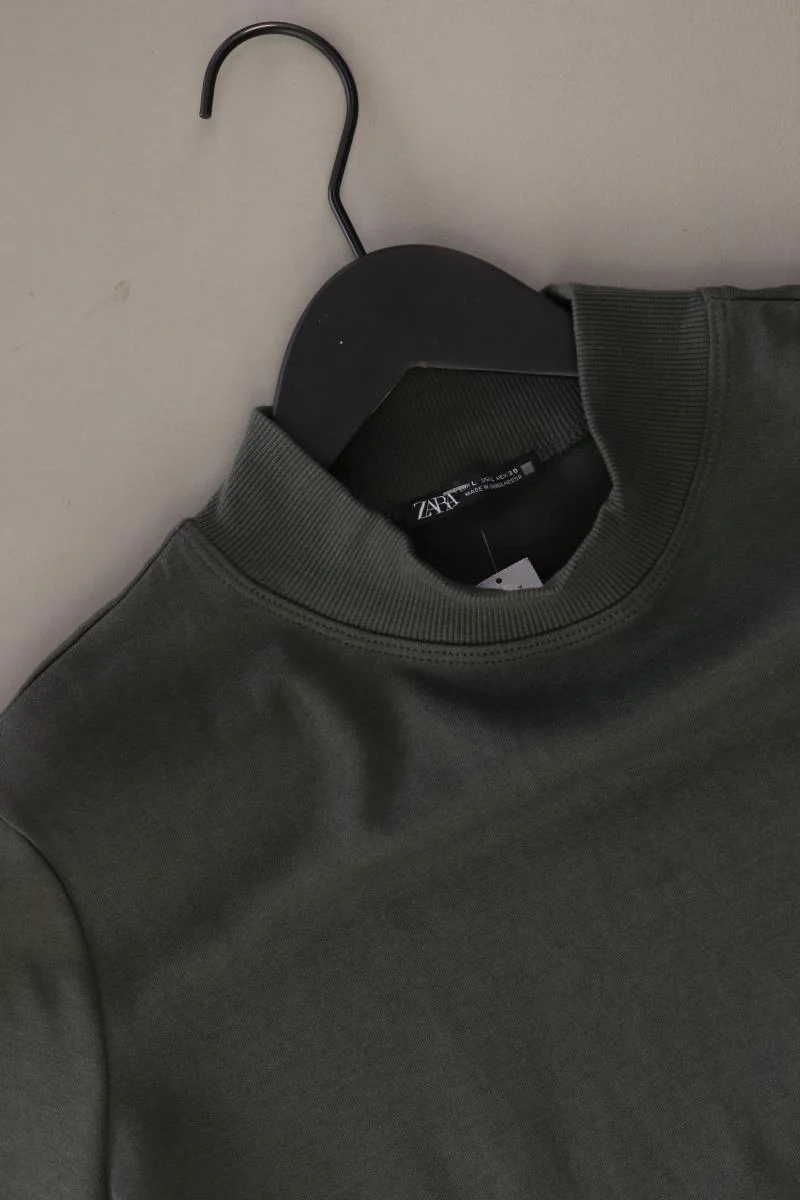 Zara T-Shirt Gr. L Kurzarm olivgrün aus Baumwolle