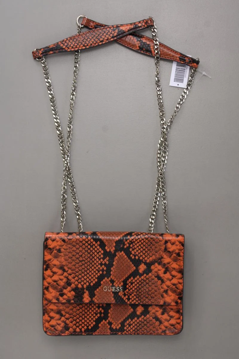 Guess Schultertasche mit Tierdruck neuwertig orange aus Kunstleder