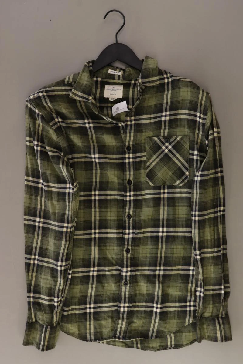 American Eagle Outfitters Karohemd für Herren Gr. M kariert Langarm olivgrün