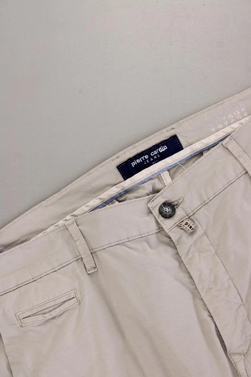 Pierre Cardin Hose für Herren Gr. W42/L32 creme aus Baumwolle