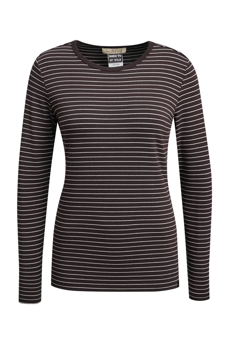 Smith & Soul Longsleeve gestreift dark choc