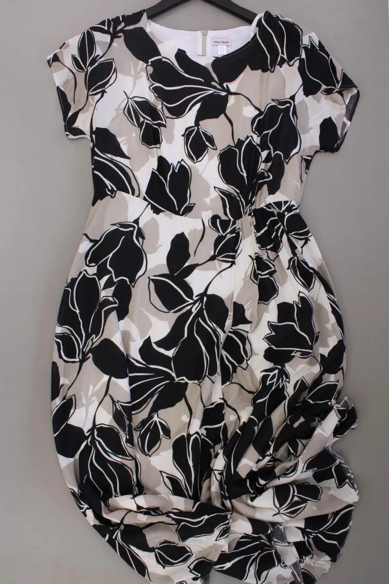 Alba Moda Kurzarmkleid Gr. 40 mit Blumenmuster grau aus Viskose