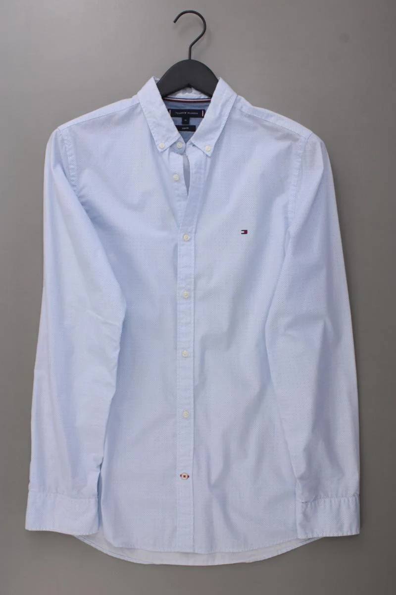Tommy Hilfiger Langarmhemd für Herren Gr. M neuwertig blau aus Baumwolle