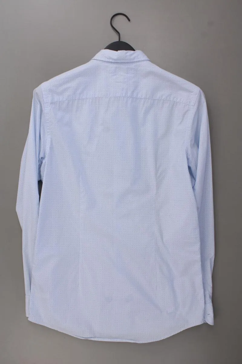 Tommy Hilfiger Langarmhemd für Herren Gr. M neuwertig blau aus Baumwolle