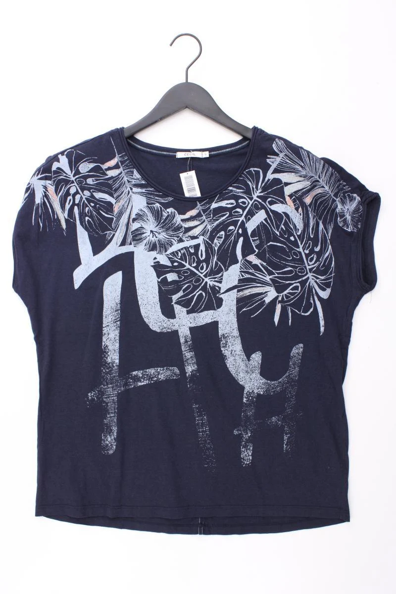 Cecil Printshirt Gr. L Kurzarm blau