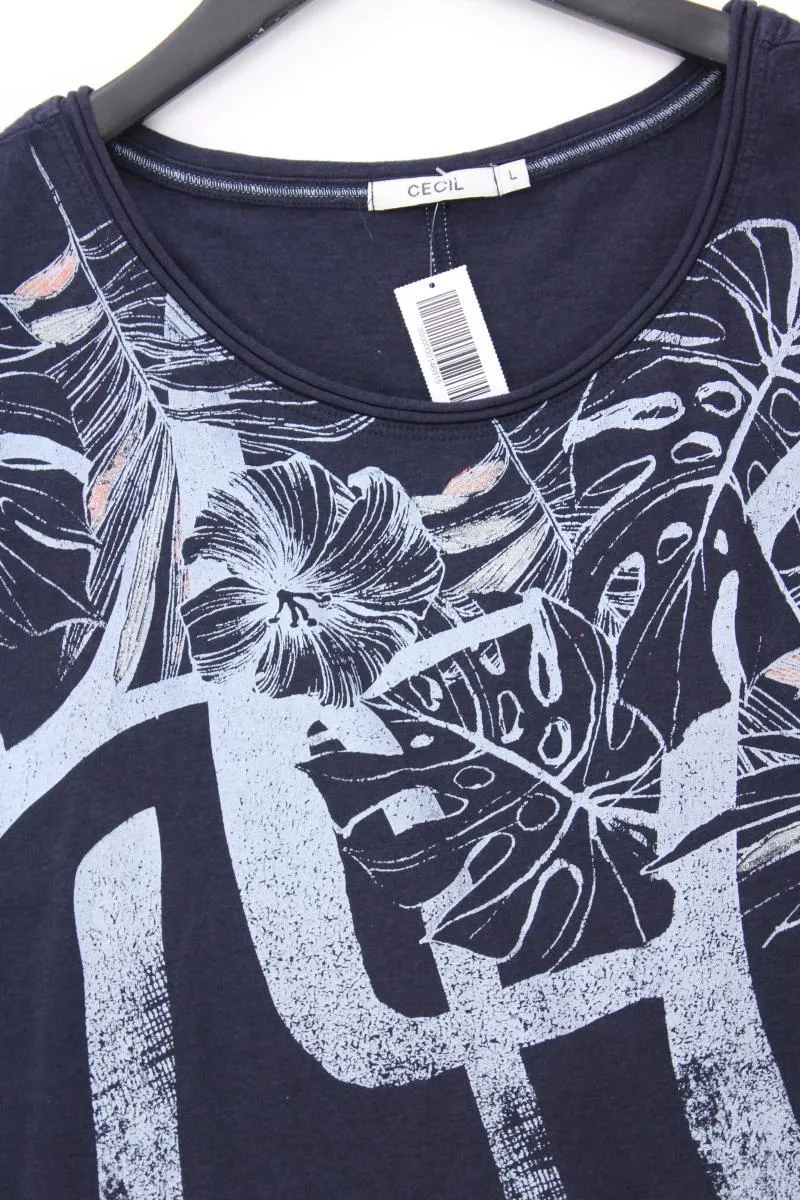 Cecil Printshirt Gr. L Kurzarm blau