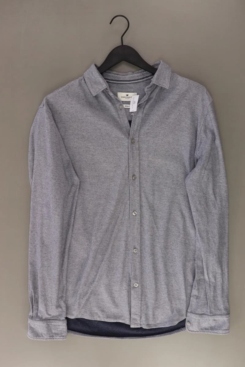 Tom Tailor Langarmhemd für Herren Gr. XL blau aus Baumwolle
