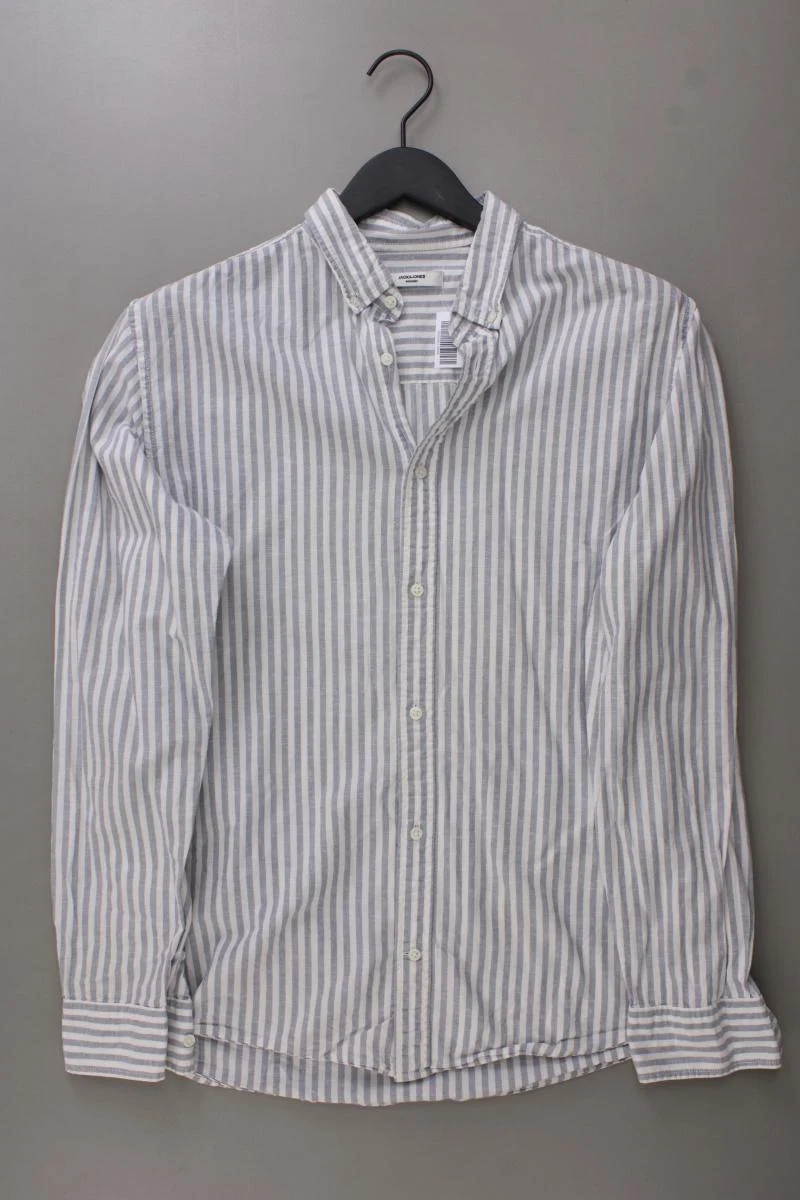 Jack & Jones Langarmhemd für Herren Gr. L gestreift grau aus Baumwolle