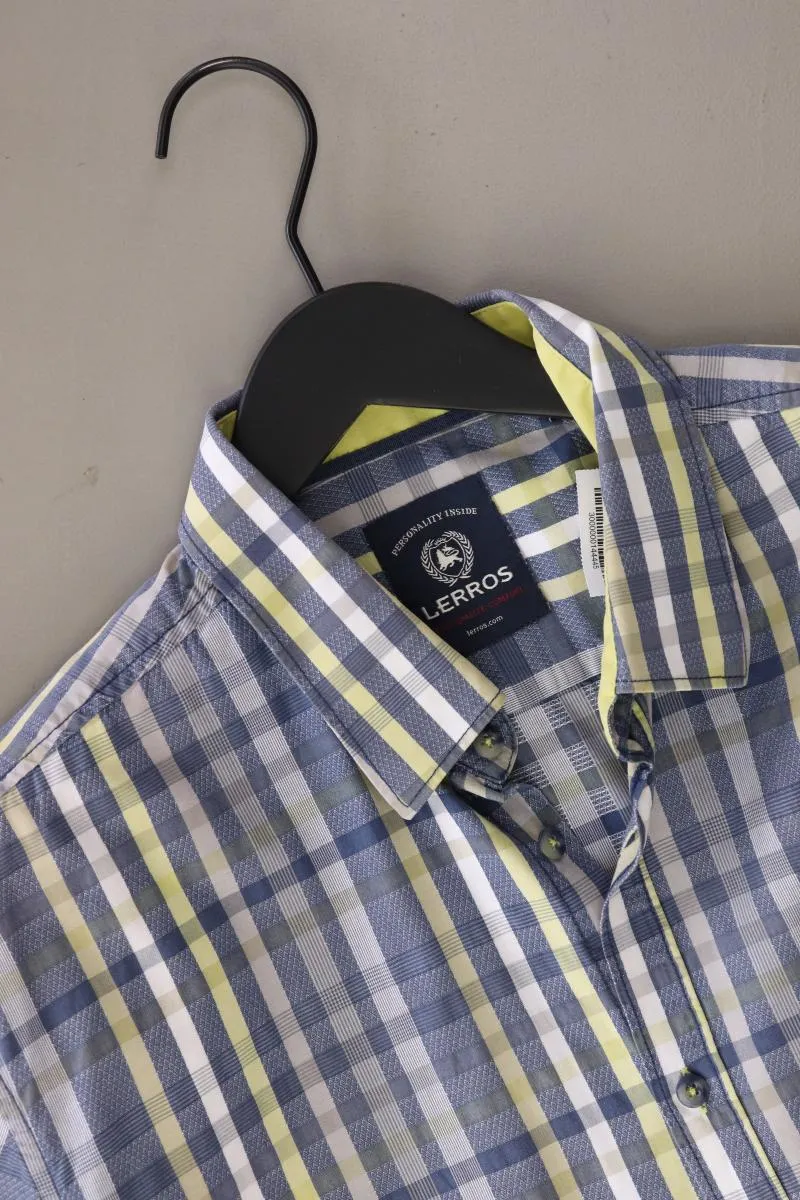 Lerros Karohemd für Herren Gr. XL kariert Kurzarm blau aus Baumwolle