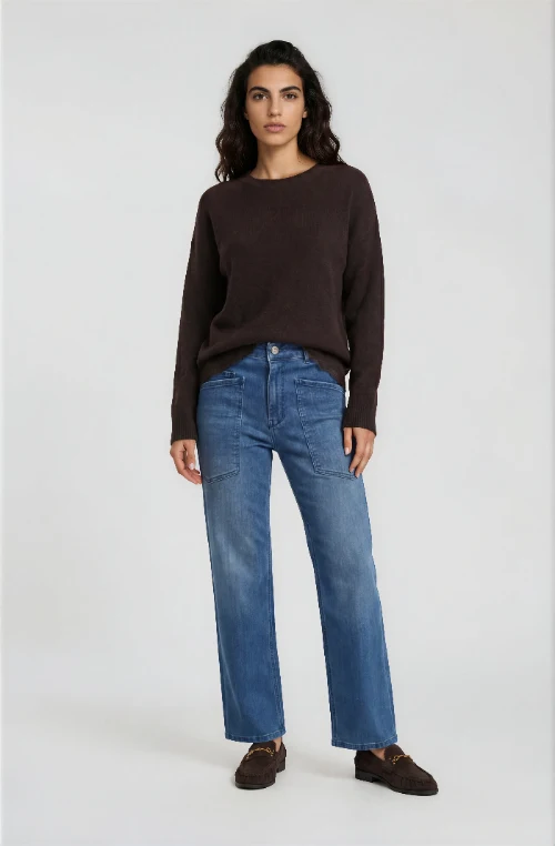 Milano Pullover mit Spitze mocca
