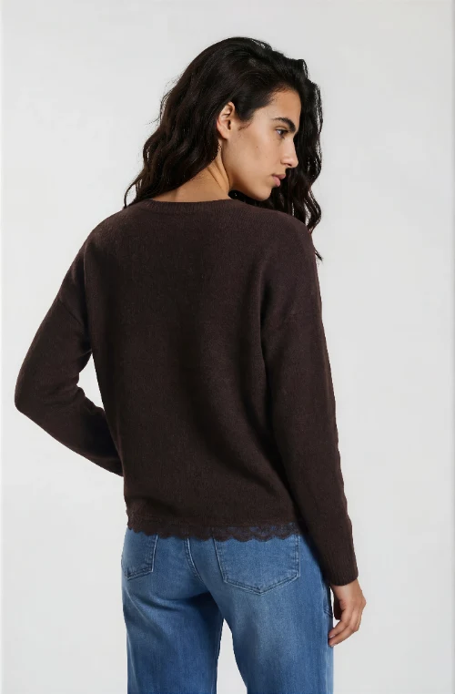 Milano Pullover mit Spitze mocca