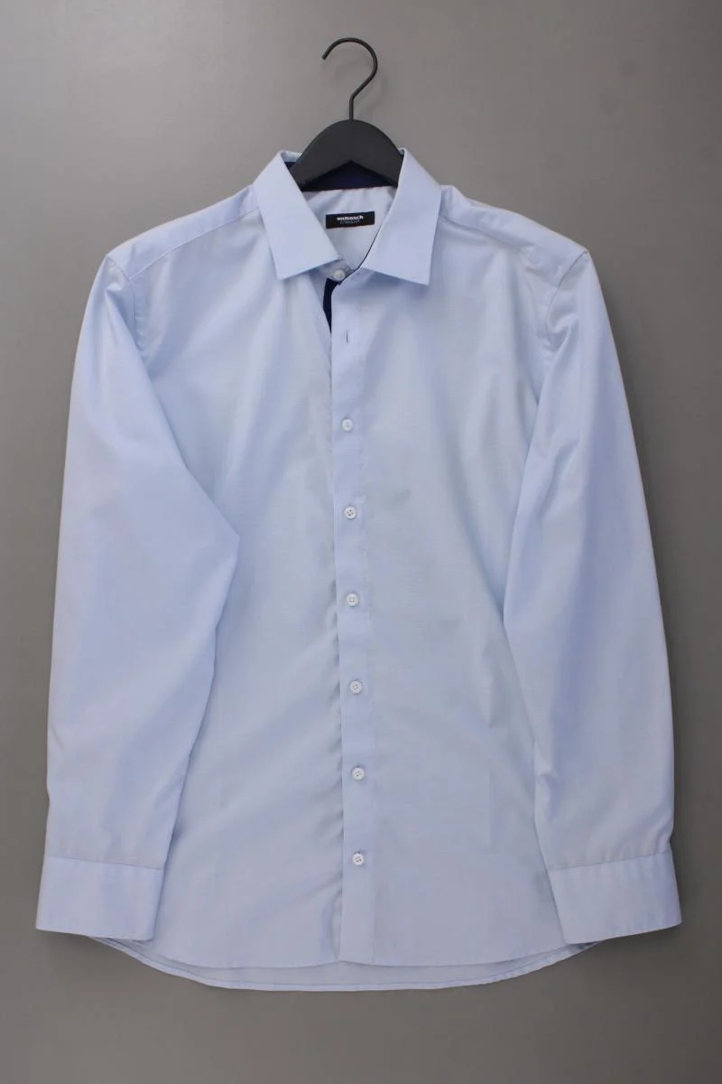 Walbusch Langarmhemd für Herren Gr. Hemdgröße 43 blau aus Baumwolle