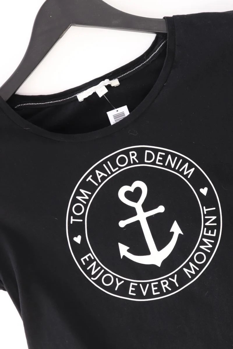 Tom Tailor (Denim) Printshirt Gr. S Kurzarm schwarz aus Baumwolle