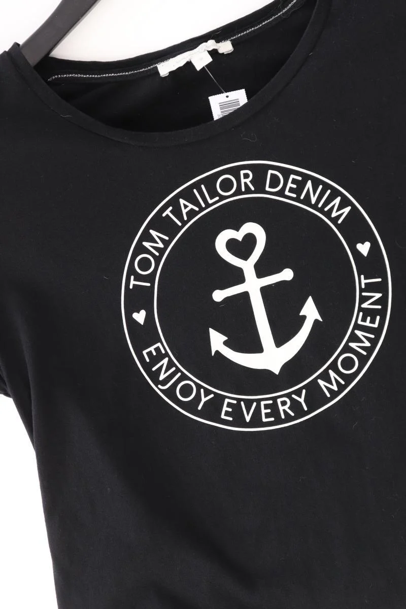 Tom Tailor (Denim) Printshirt Gr. S Kurzarm schwarz aus Baumwolle