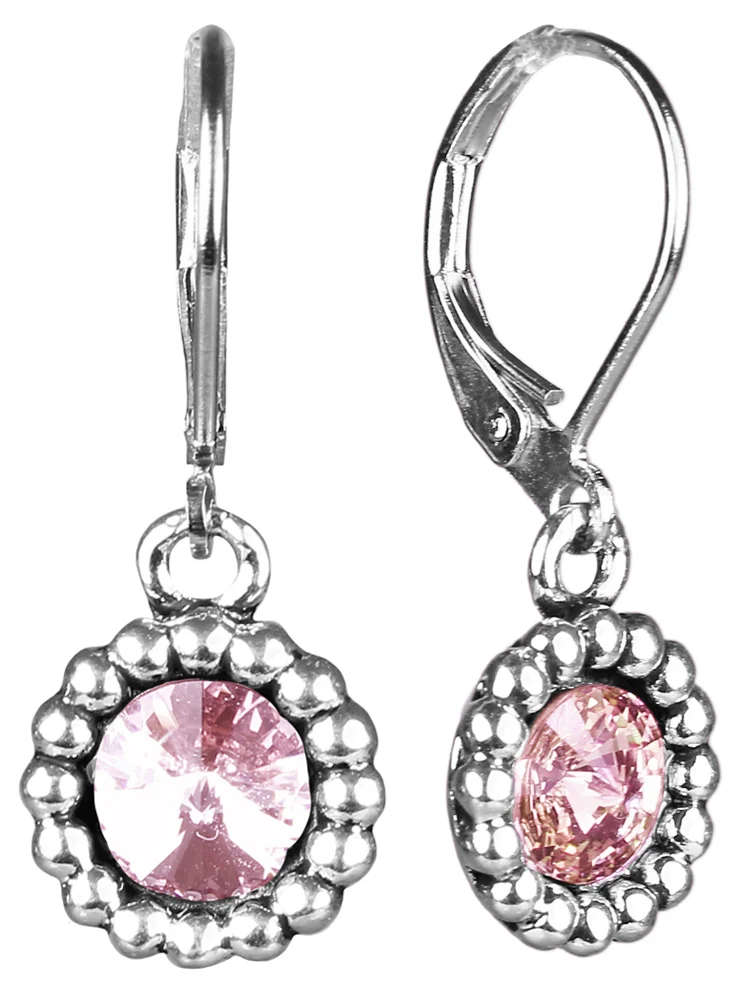 Ohrringe Aurelia mit rundem Anhänger und Premium Kristallen - Rosa