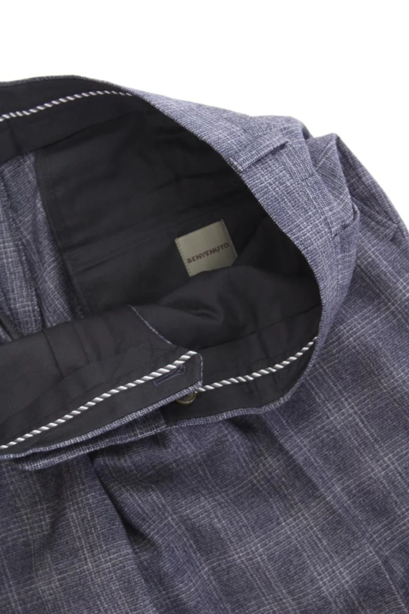 BENVENUTO Wollhose für Herren Gr. Kurzgröße 28 kariert grau