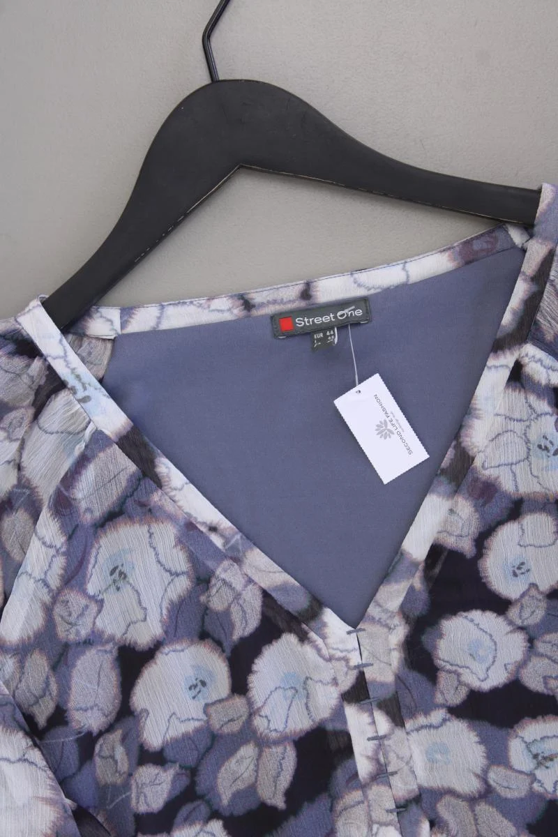 Street One Chiffonkleid Gr. 44 mit Gürtel 3/4 Ärmel grau aus Polyester