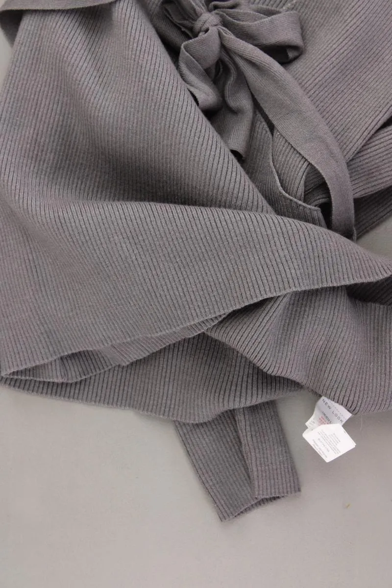 New Look Shirt mit V-Ausschnitt Gr. L Langarm grau aus Viskose