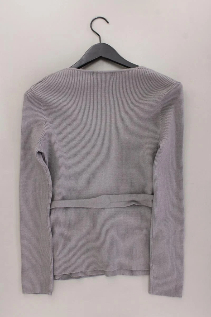 New Look Shirt mit V-Ausschnitt Gr. L Langarm grau aus Viskose