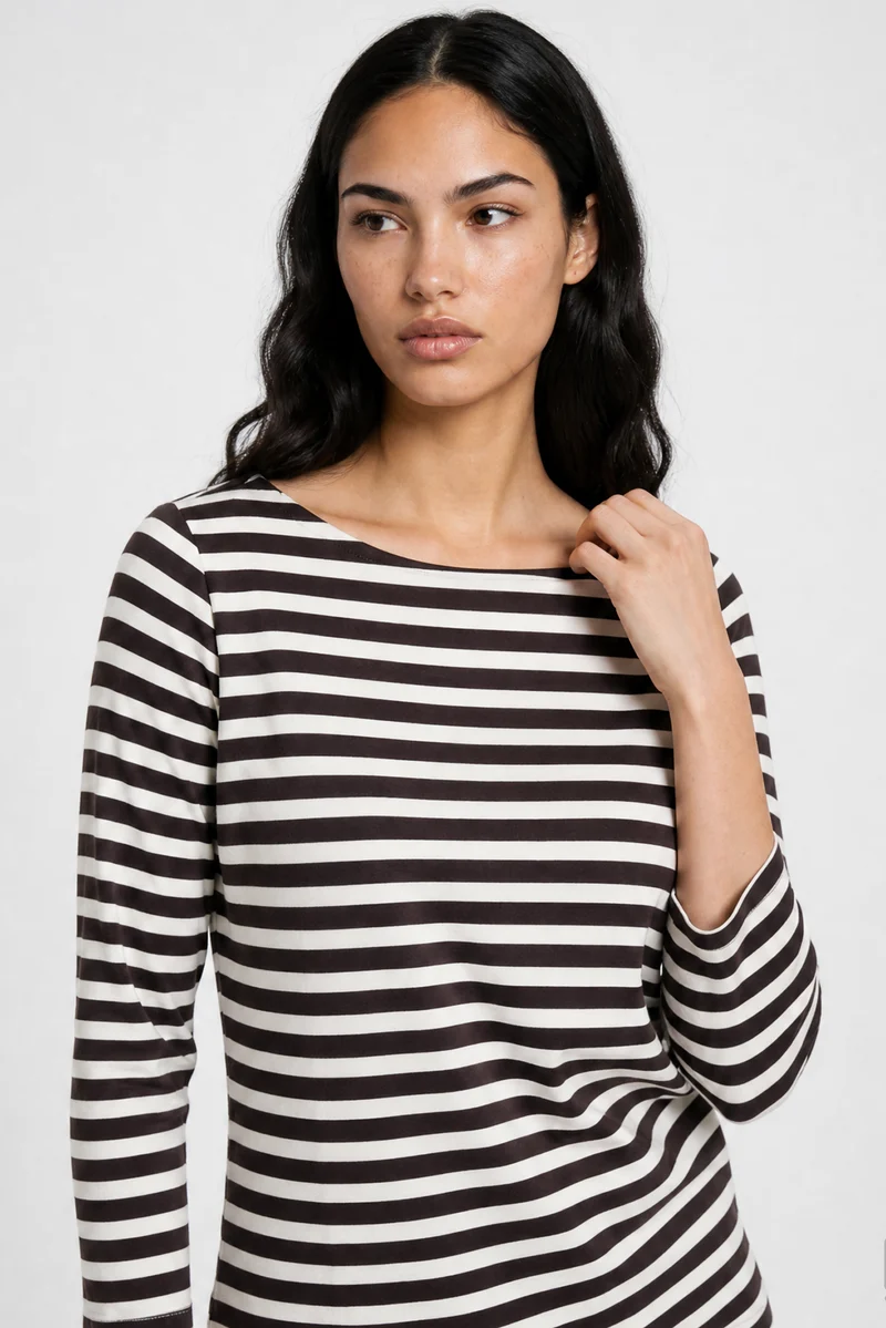 Smith & Soul Shirt gestreift dark choc