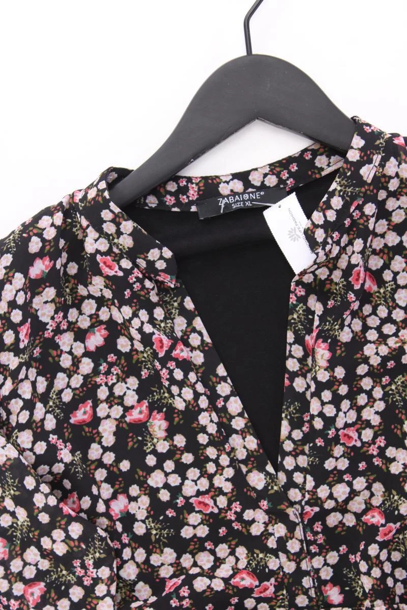Zabaione Chiffonkleid Gr. XL mit Blumenmuster 3/4 Ärmel mehrfarbig aus Polyester
