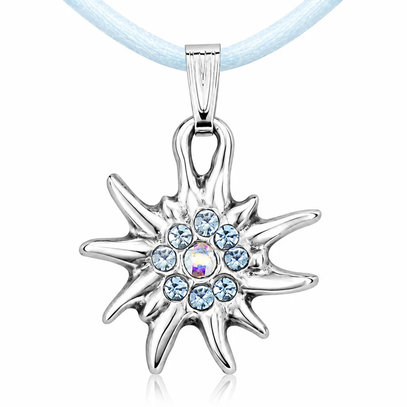 LUISIA® Kinder Halskette "Edelweiß" mit Kristallen von Swarovski® | Hellblau