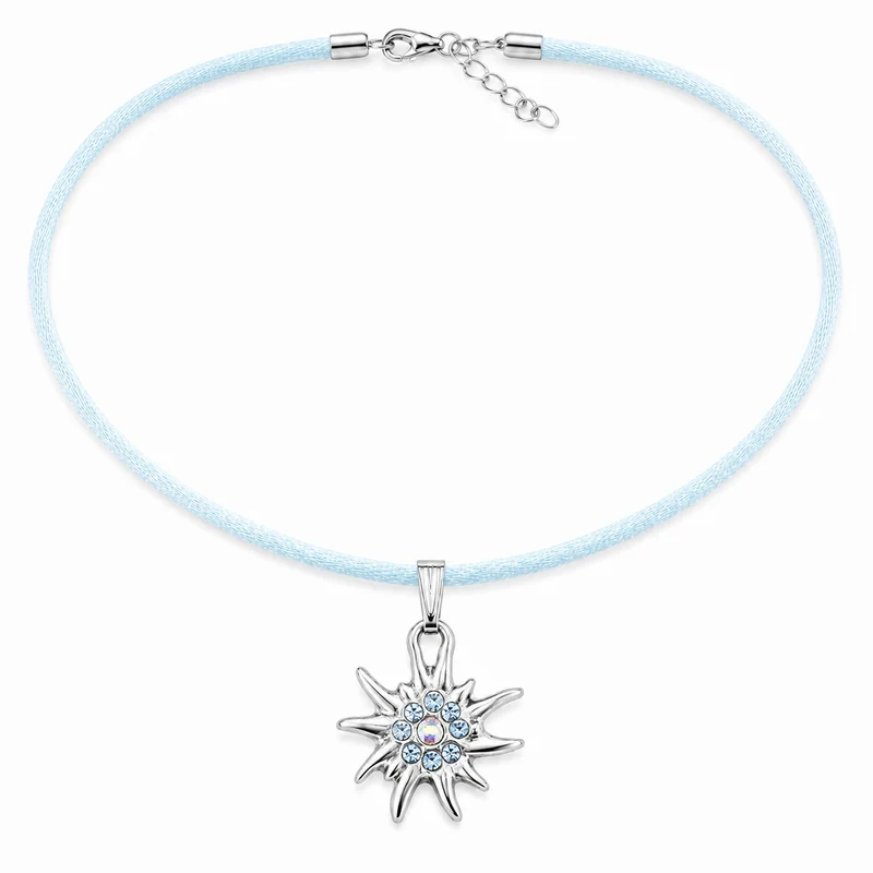 LUISIA® Kinder Halskette "Edelweiß" mit Kristallen von Swarovski® | Hellblau