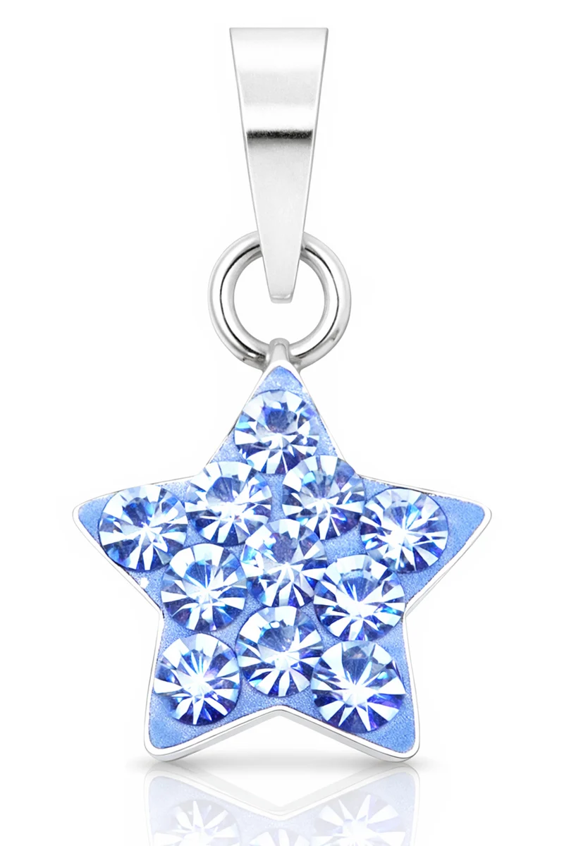 LUISIA Kettenanhänger Stern mit Premium Kristallen | Hellblau - 925 Sterling Silber