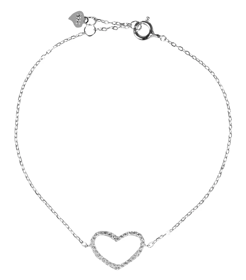 LUISIA Filigranes Damen Armband mit Strass Herz - 925 Silber mit Zirkonia