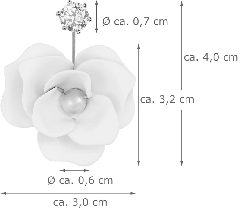LUISIA Front Back Ohrringe Jarla mit Blumen - 16 Karat vergoldet Hellblau