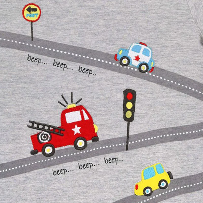 BONDI Baby Jungen T-Shirt "Traffic" 91480 - Grau/Rot | Kinder Kurzarmshirt Auto Feuerwehr