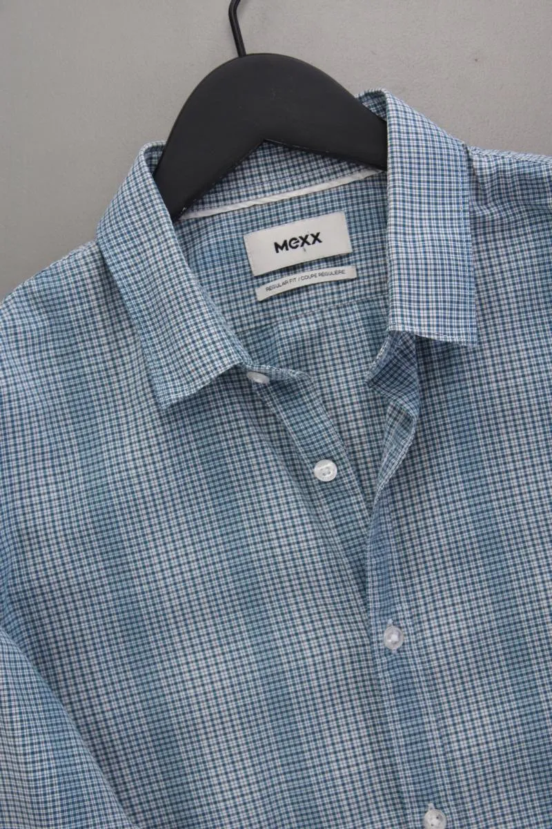 Mexx Langarmhemd für Herren Gr. L geometrisches Muster blau