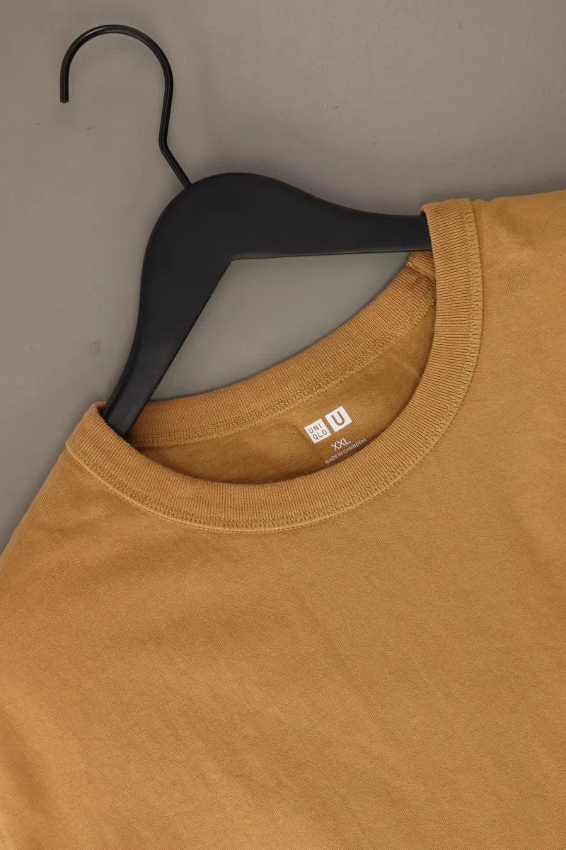 Uniqlo T-Shirt für Herren Gr. XXL Kurzarm braun aus Baumwolle
