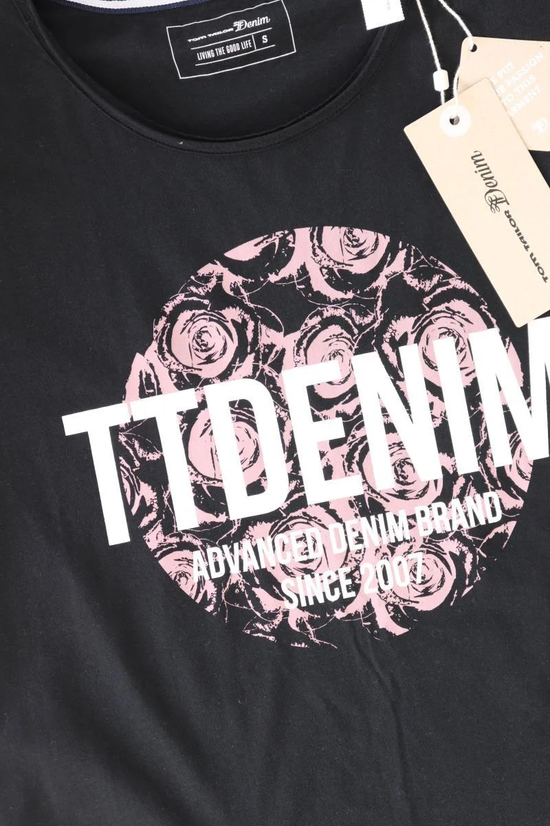 Tom Tailor (Denim) Printshirt für Herren Gr. S neu mit Etikett Kurzarm schwarz
