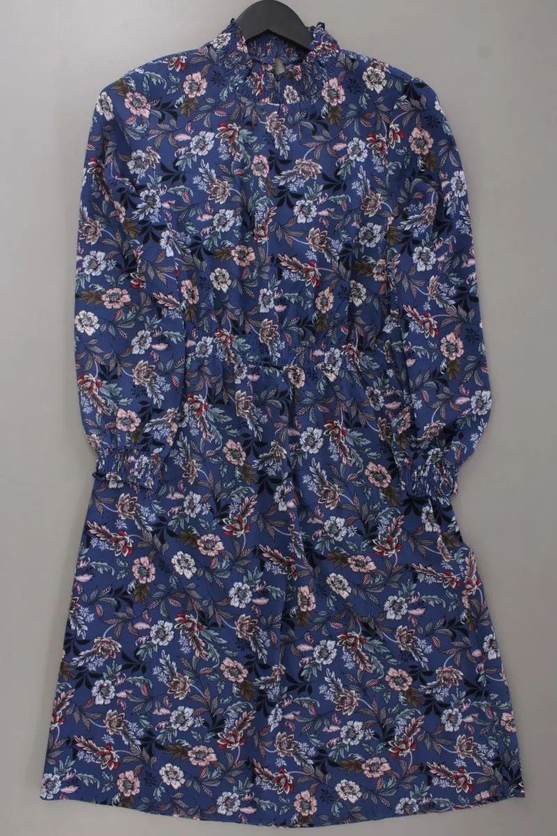 Only Langarmkleid Gr. 38 mit Blumenmuster neuwertig blau aus Polyester