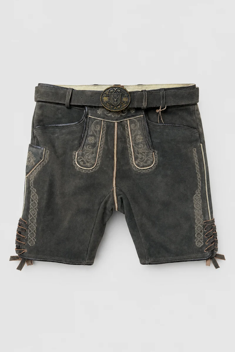Lederhose Liga di Bavaria Luxury Collection "Ornament" deep dark brown TD09