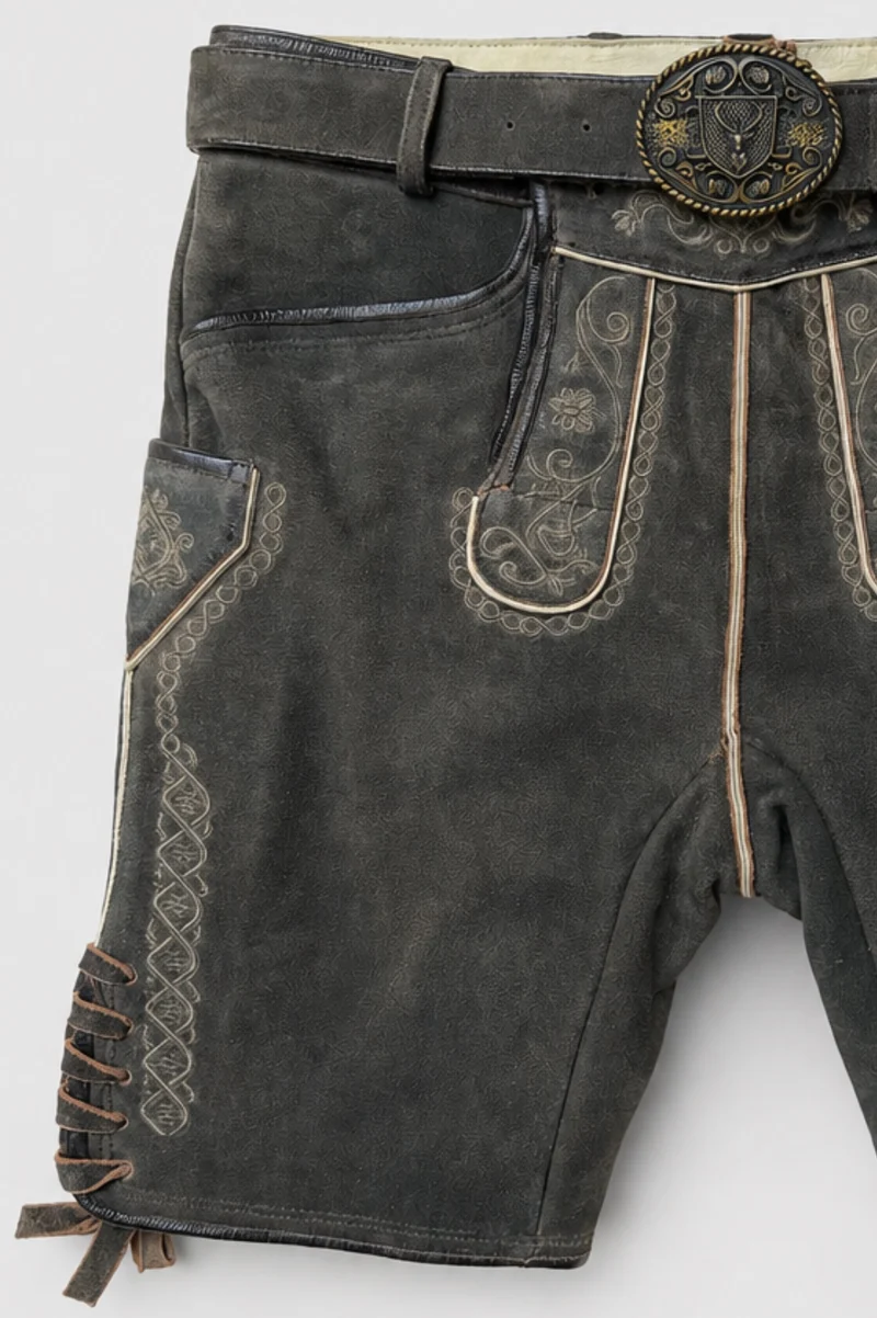 Lederhose Liga di Bavaria Luxury Collection "Ornament" deep dark brown TD09