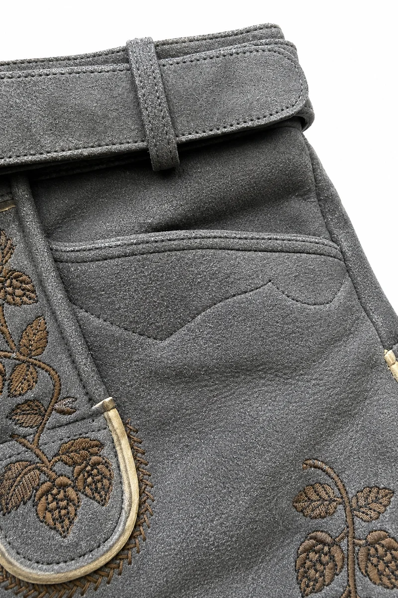 Lederhose Liga di Bavaria Luxury Collection "Holledau" deep grey TD04