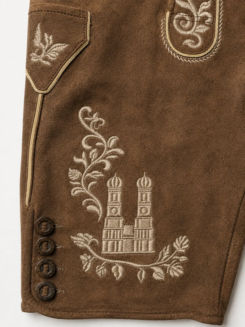 Lederhose Liga di Bavaria Luxury Collection "Daheim in München" Camel TD01