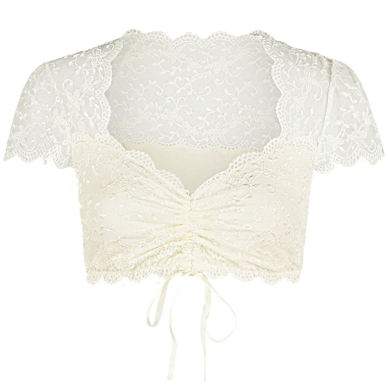 Nina von C. Spitzen Dirndlbluse "Valeska" Kurzarm 48462971 | Champagner