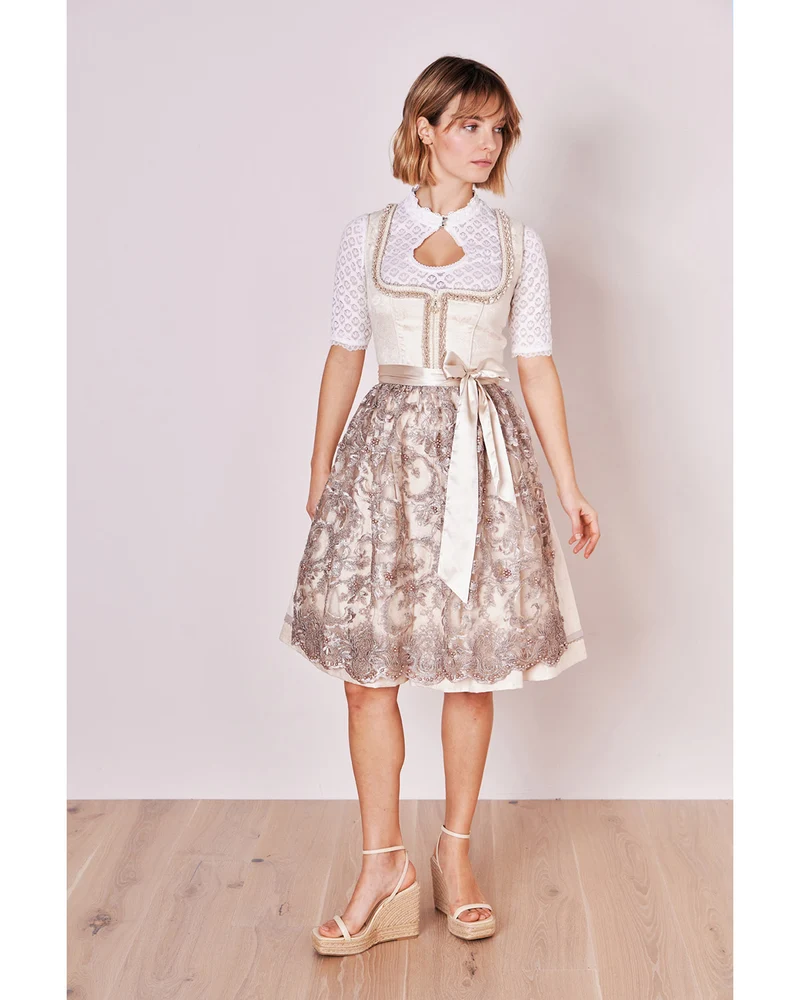 Krüger MADL Dirndl "Fia" mit Spitzenschürze 416966 | Natur 60cm