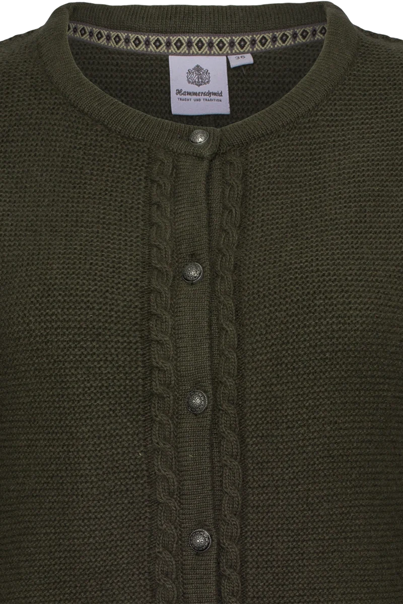 Damen Trachtenstrickjacke mit Wolle - oliv